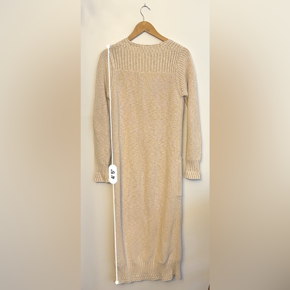 Free People Its Alright Cardi Beige Women Size Medium Chunky Knit Pocket Buttons - Picture 7 of 16